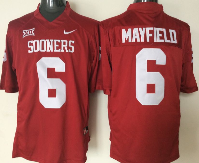 Men Oklahoma Sooners #6 Mayfield Red Nike 2025 NCAA Jersey->ncaa teams->NCAA Jersey